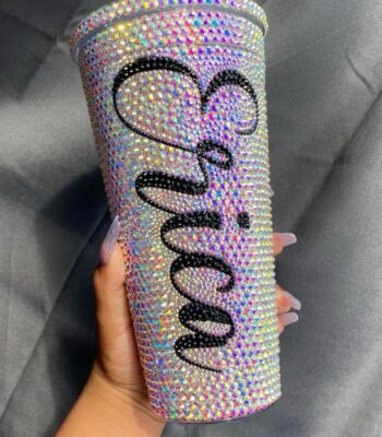 Personalised Rhinestone Tumbler – Custom Bling Cup with Name (Limited Edition)