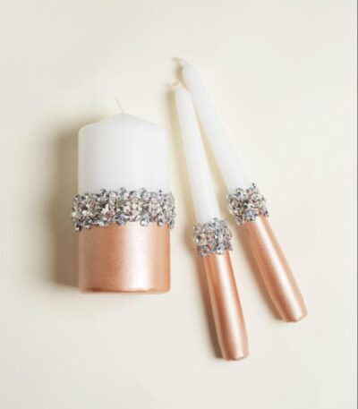 Wedbie 3-Piece Rhinestone Candle Set – Luxury Sparkle for Home & Weddings