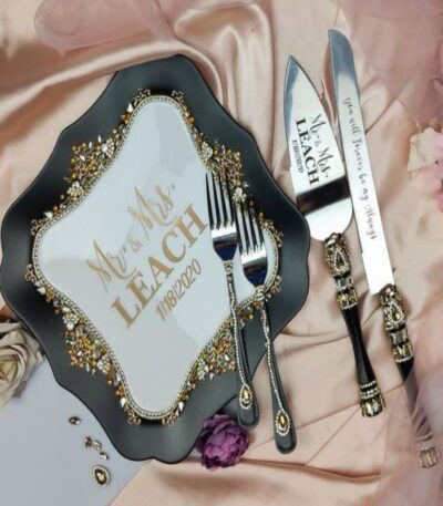 Wedbie Rhinestone Cake Server Set – 5-Piece Personalised Wedding Collection (2025)